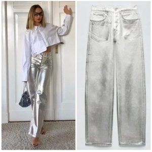 ZARA ZW MID-RISE BOYFRIEND JEANS SILVER